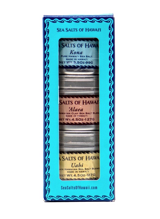 Three Tin Hawaiian Sea Salts Gift Box